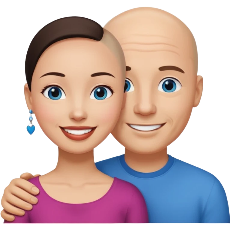 Bald white man blue eyes in love with Filipina woman emoji