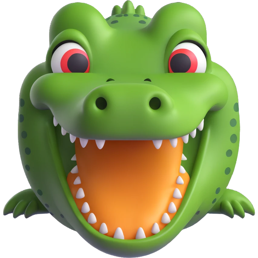3D emoji of a friendly and expressive crocodile emoji