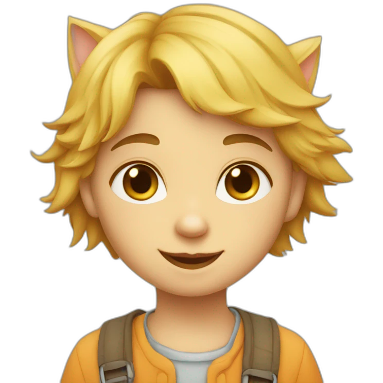 un enfant de chat et oiseau emoji