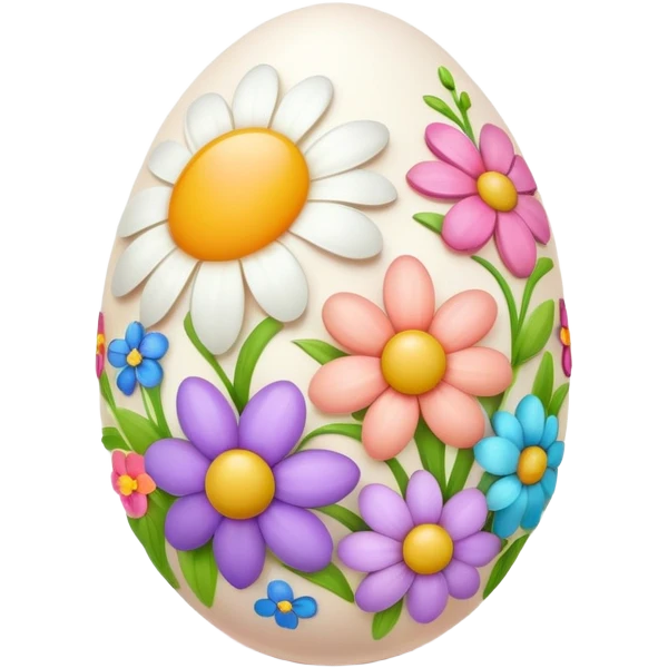 An egg decorated with colorful flowers, spring themed emoji