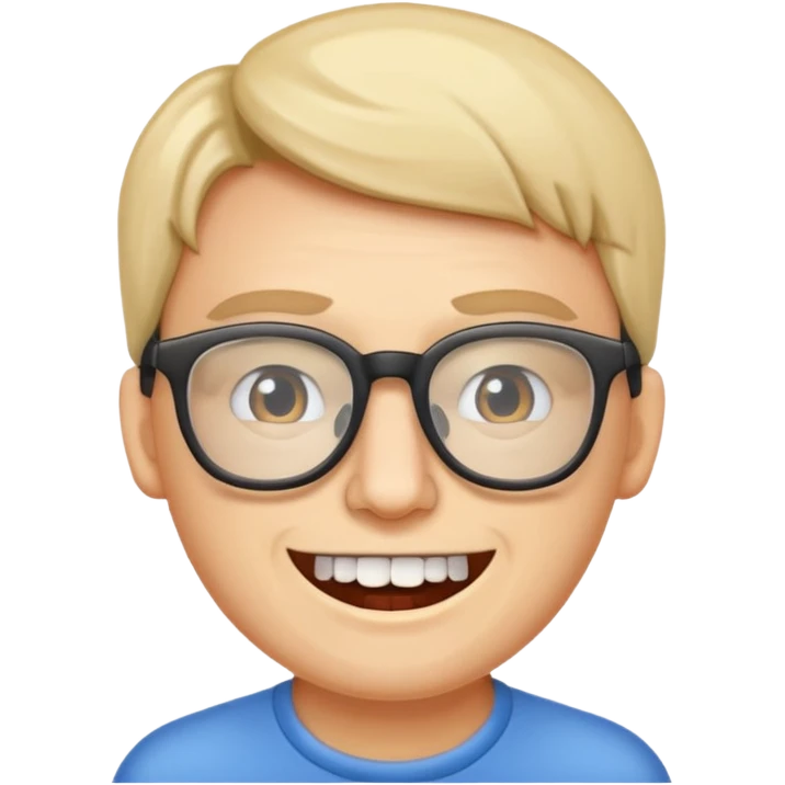 programmer with protruding teeth and glasses, simple, clear emoji style emoji
