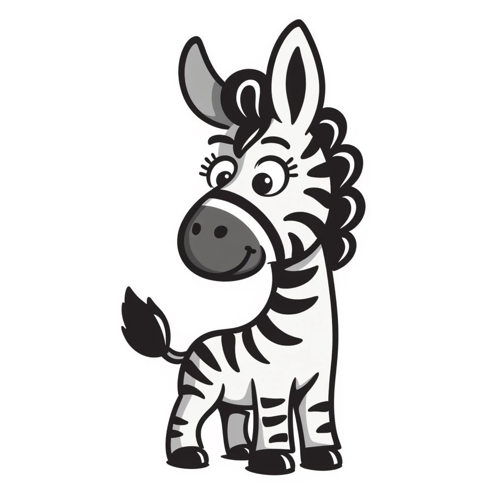 A donkey with a zebra head, donkey body with brown fur and zebra head with black and white stripes emoji