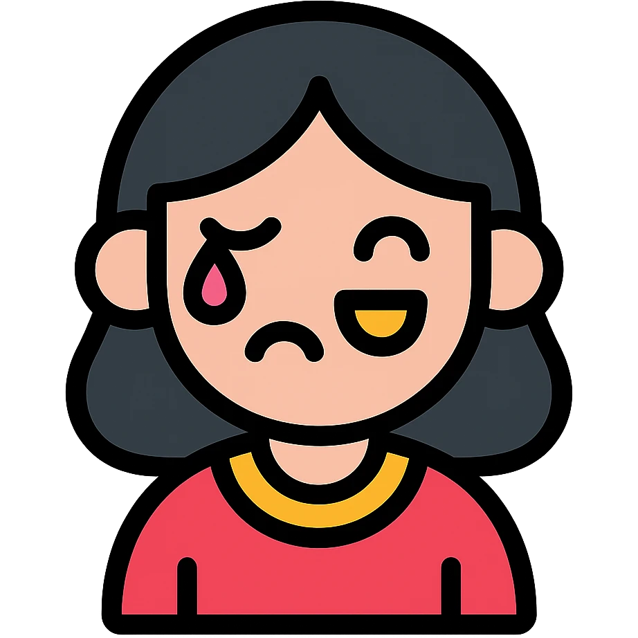 pembe ağlayan ve gülen, siyah saçlı kız emoji