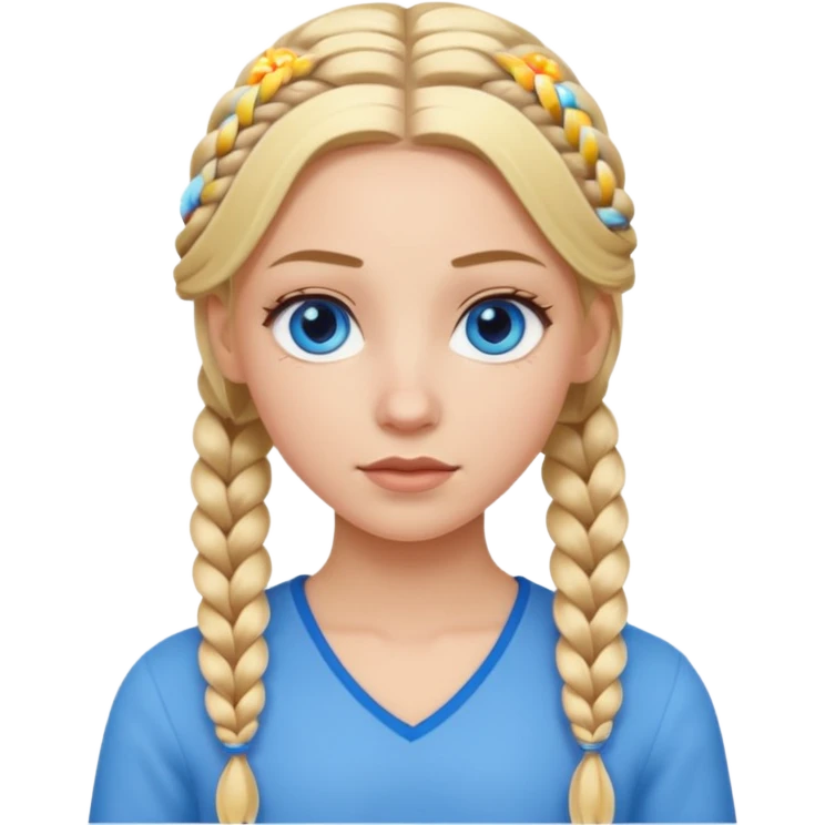 white girl 10 blonde braids emoji