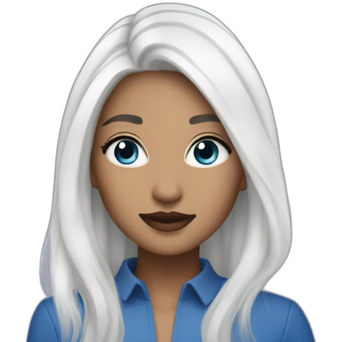 Vanessa Carlysle blue skin and white hair color emoji