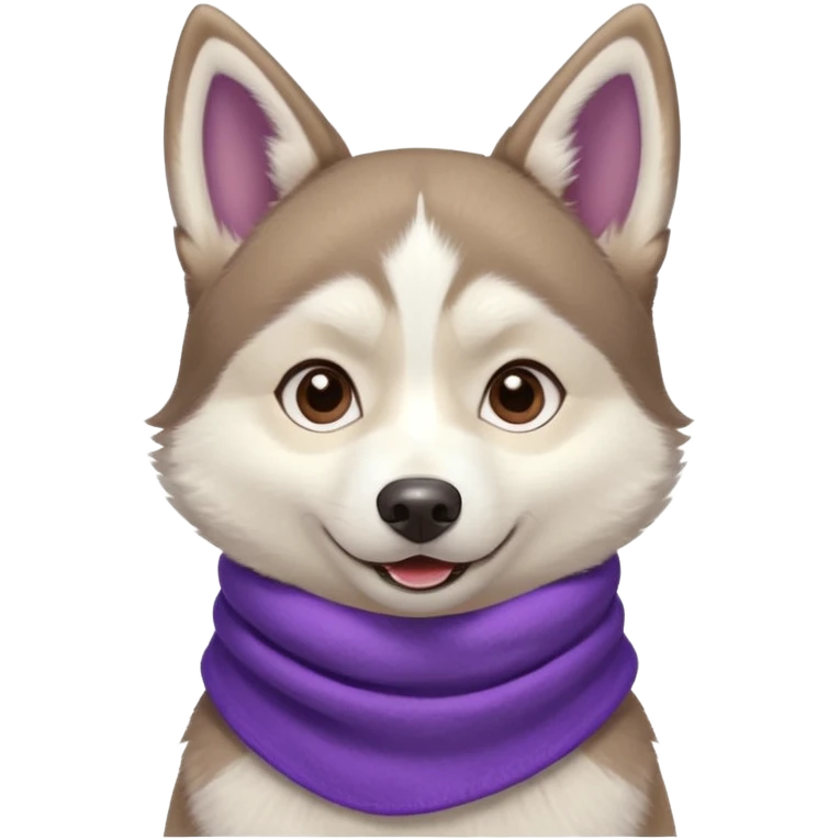 a husky with a purple scarf with a blue shirt emoji