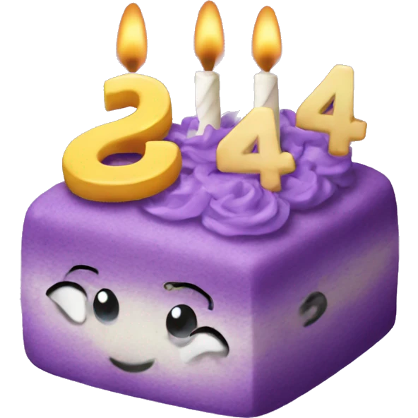 Purple Colored bento birthday with frosting written on the cake the number 24 emoji