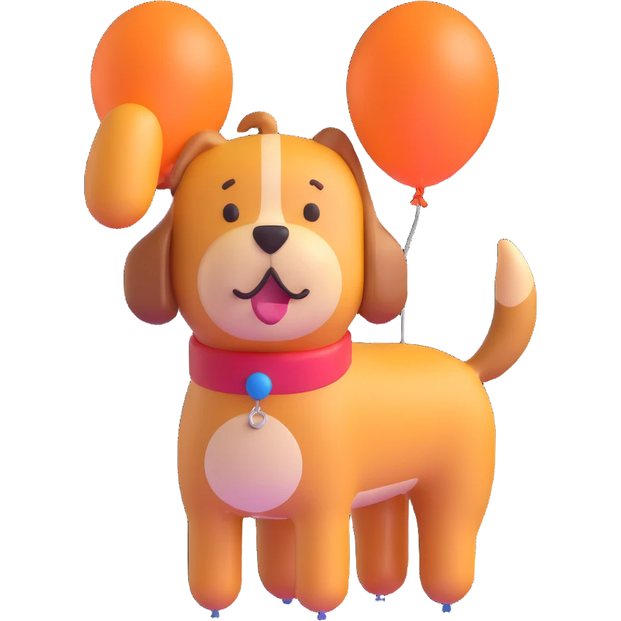 hot pink helium balloon dog emoji