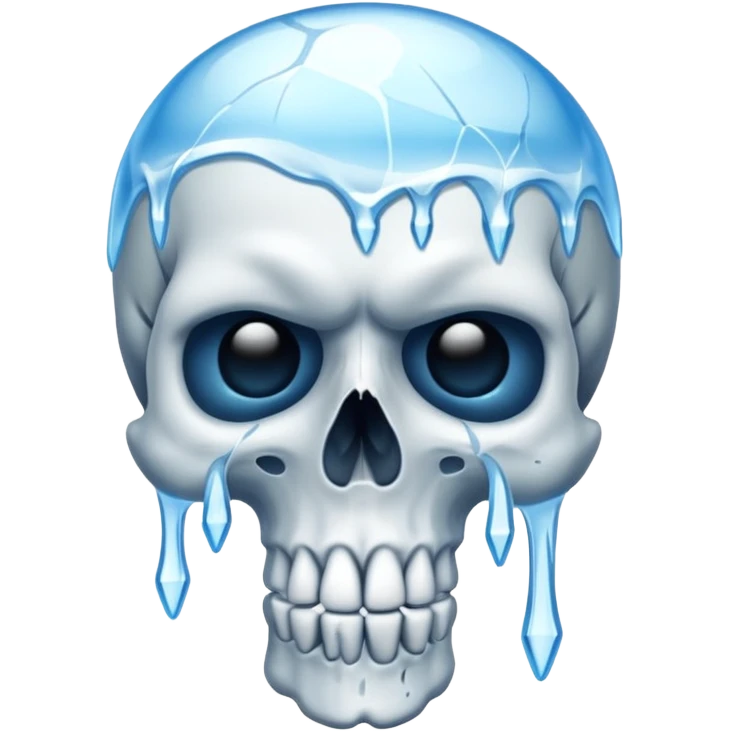 skull with icicles, blue cold breath emoji