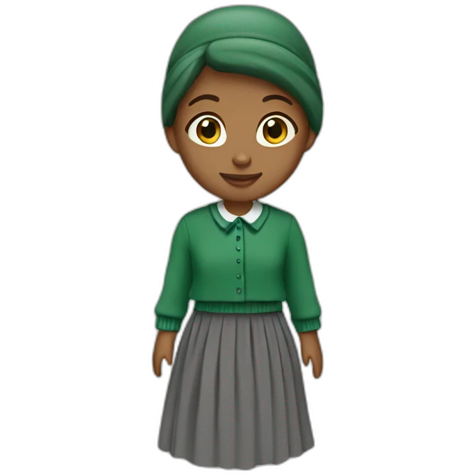 amish girl with a grey skirt and a green sweater  emoji