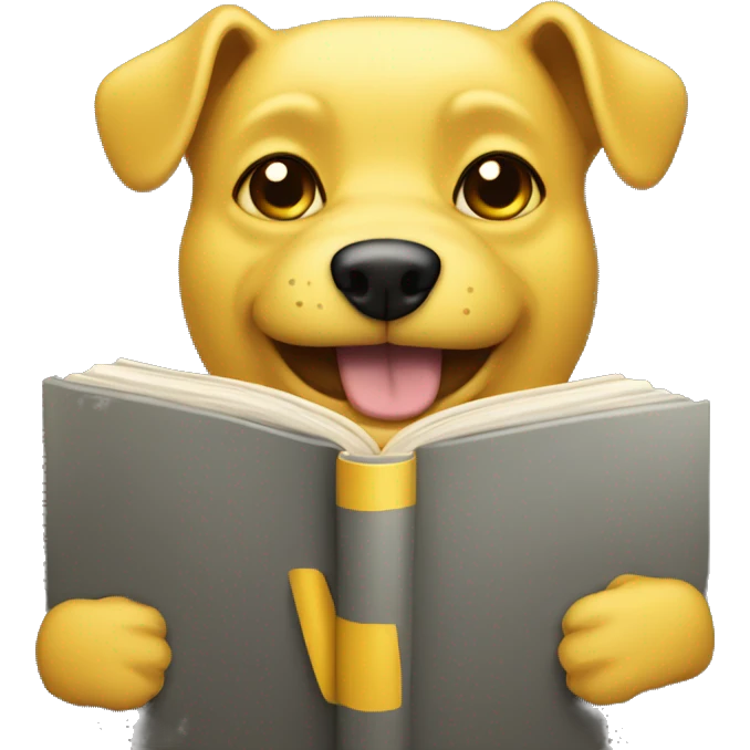 Yellow face with shy dog ears holding a book  emoji