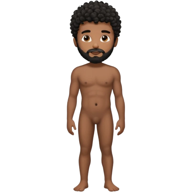 Latino male, black curly hair, shape of hair is a fade. with beard. He is standing naked posing  emoji