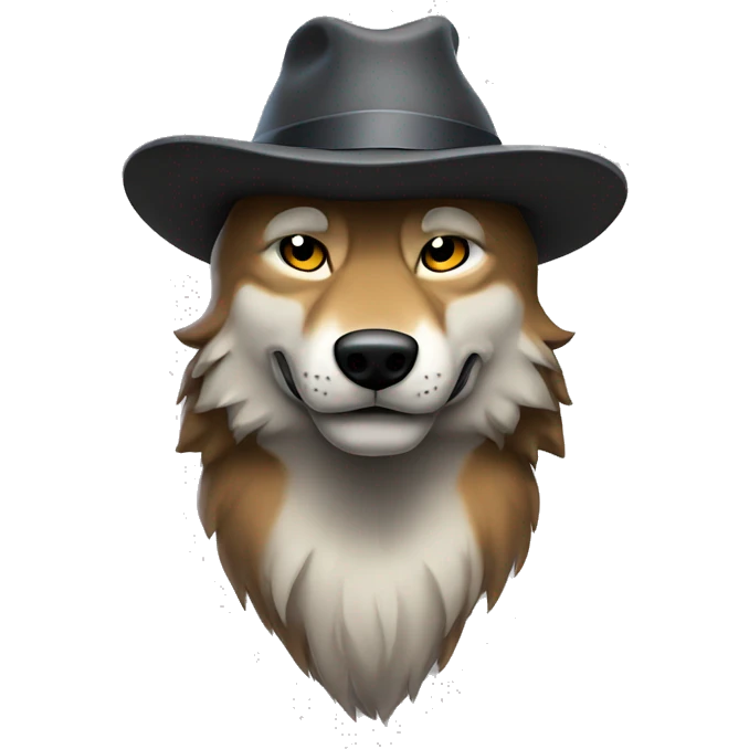 tall muscular wolf with fedora emoji