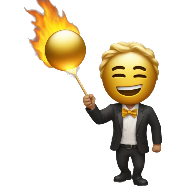 Two guys hitting gold balls ok that are on fire emoji