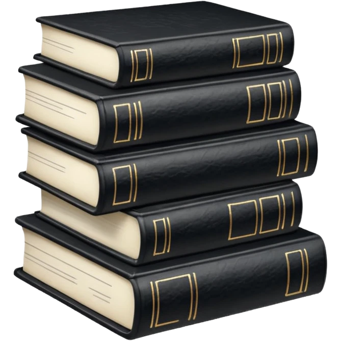 5 black and white books emoji
