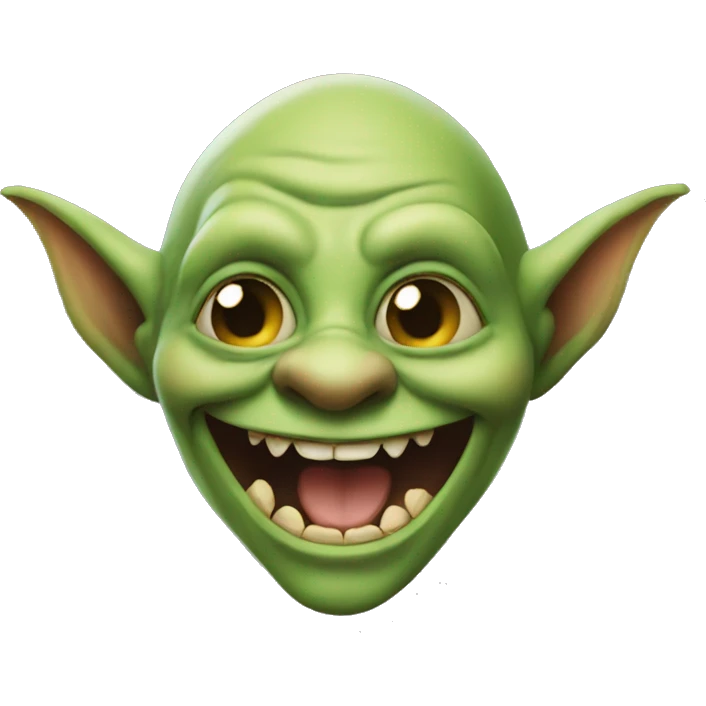 A happy goblin. Make it a cartoon art style.  emoji