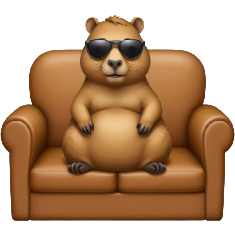 Capybara wearing sunglasses seating in a sofa sideways  emoji