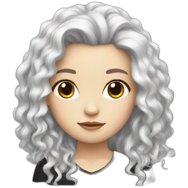 White girl with frizzy long black hair emoji