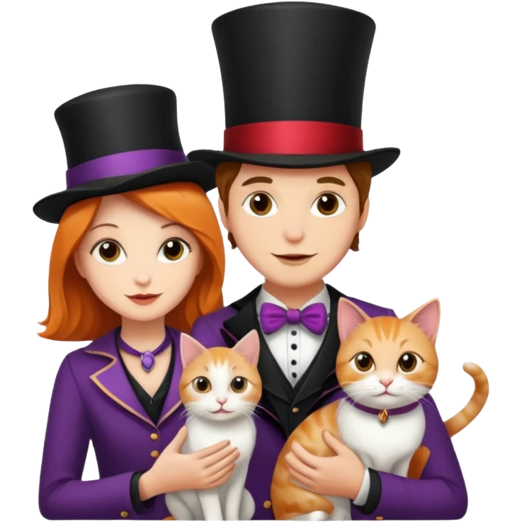 magician couple and their pet cat emoji