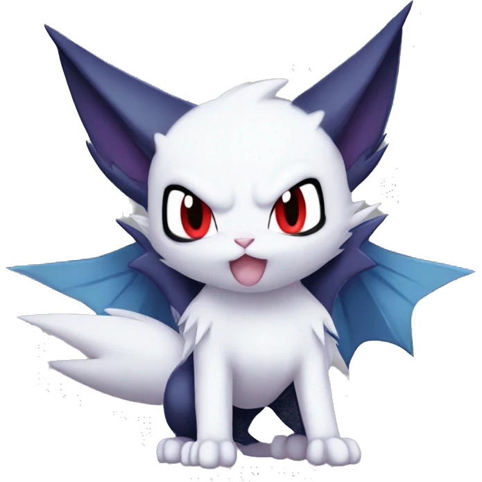 Edgy Cool Chibi Sneasel-Noibat-Absol-Pokémon-Fakémon-fusion-cat Full Body emoji