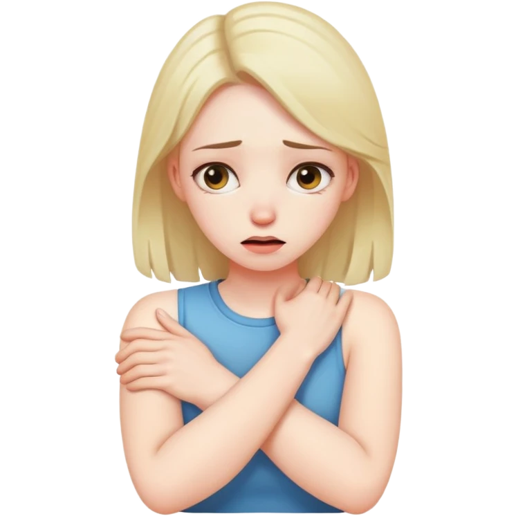 Arms crossed holding neck stressed girl emoji
