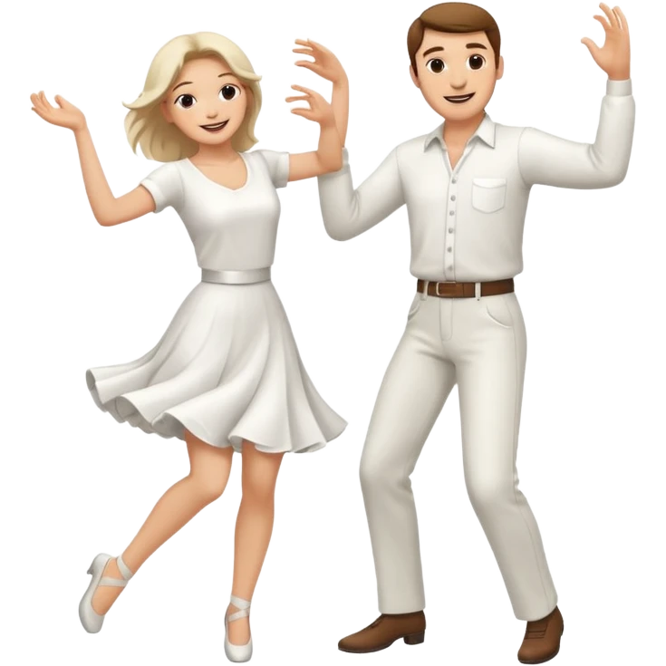 Man and woman dancing white emoji