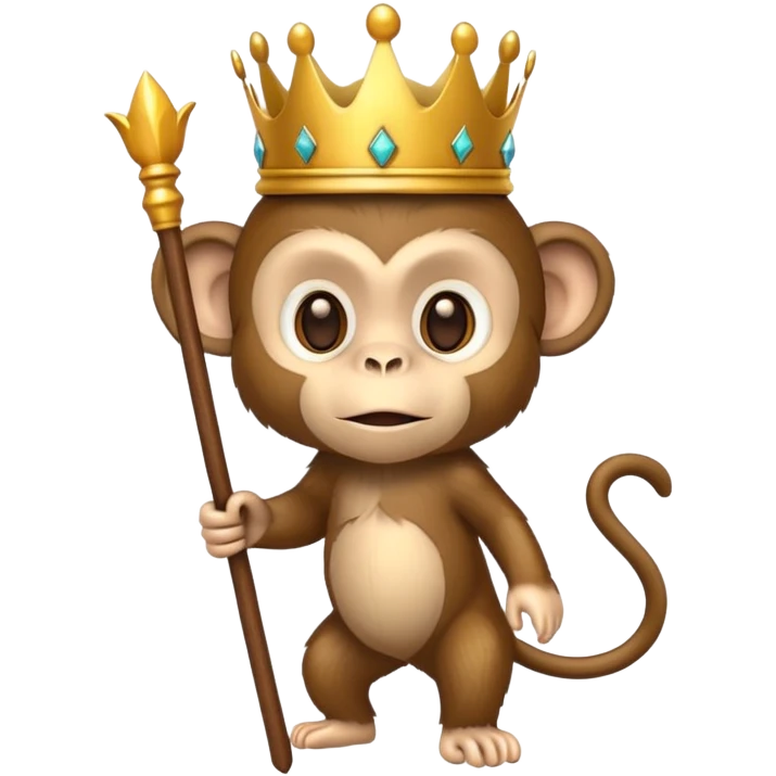A monkey with a crown and a staff  emoji