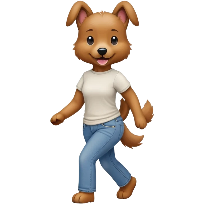 female dog anthropomorphised wearing jeans and a t-shirt walking upright emoji