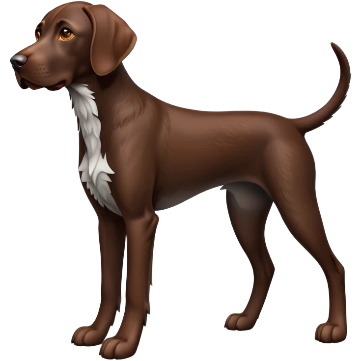 cinematic-[german pointer]-realistic-full-body-sitting-emoji,-tail-resting-loosely-beside-its-paws,-head-tilted-dramatically,-sleek-[brown]-fur,-simplified-yet-realistic-focused-features,-highly-detailed,-glowing-with-an-almost-sarcastic-glow emoji