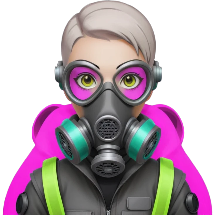 cyberpunk gasmask girl programmer buzzcut emoji