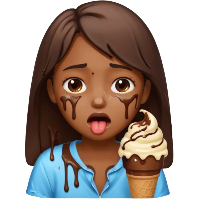 a crying girl with ice cream   emoji
