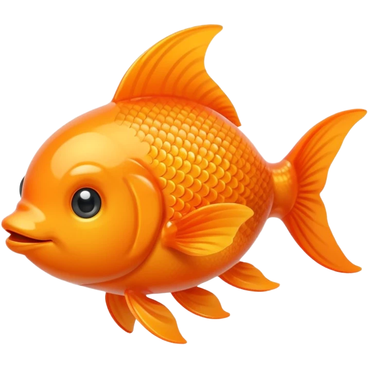 goldfish, emoji style, simple cute, bright orange, rounded shape emoji