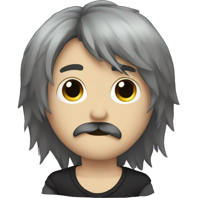 emo boy with long shaggy hair and moustache emoji