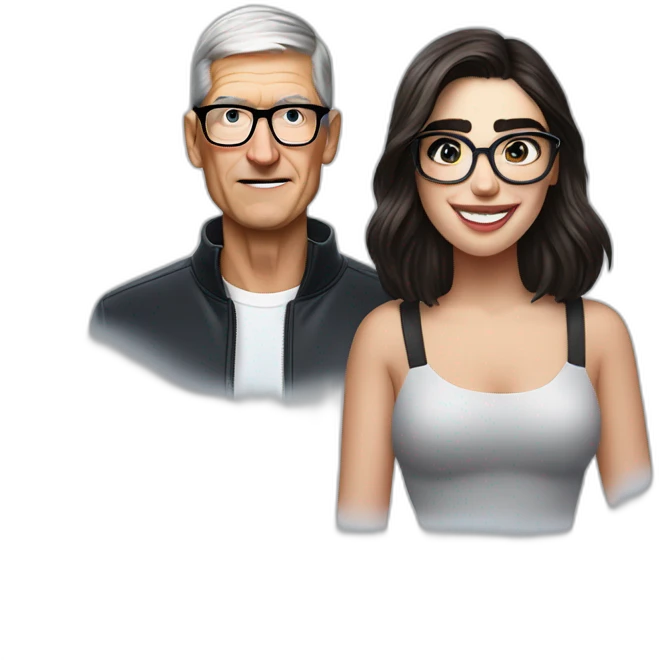 Tim Cook and dua lipa with eyeglasses emoji