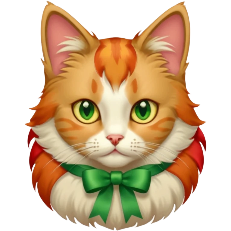 Dilute calico cat with ribbon emoji