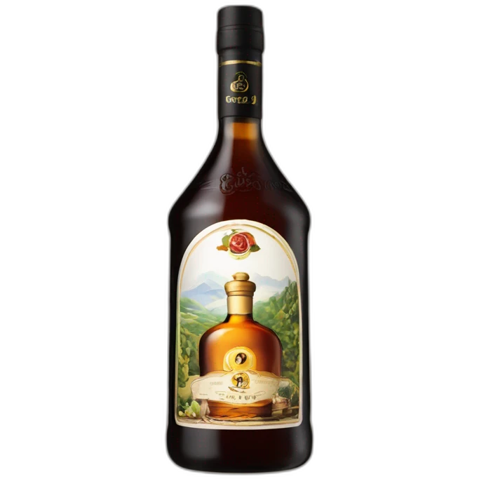 bottle of 6 years Kizlyar brandy with black label emoji