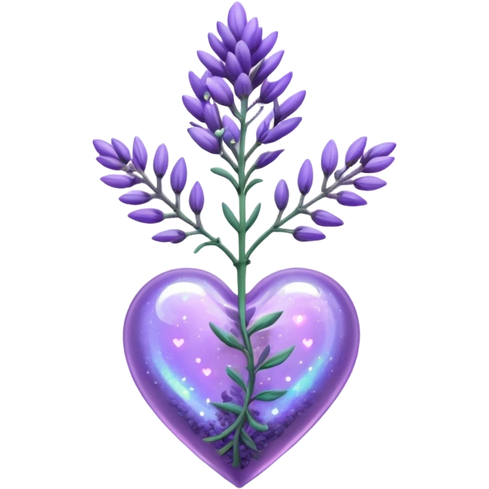 create a holographic lavender plant that wraps around a lavender colored heart emoji