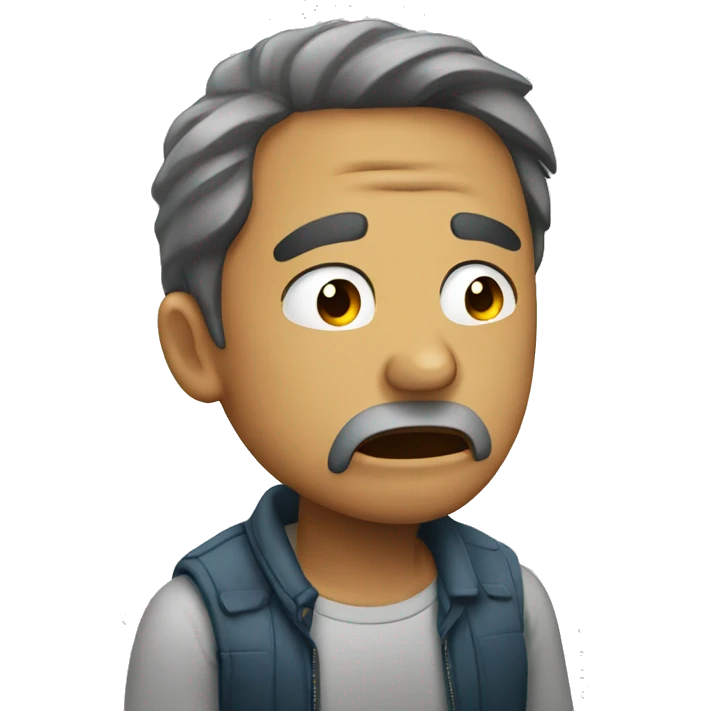 Man crying without music emoji