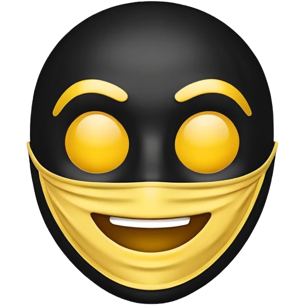 Retro emoji in black mask press F emoji