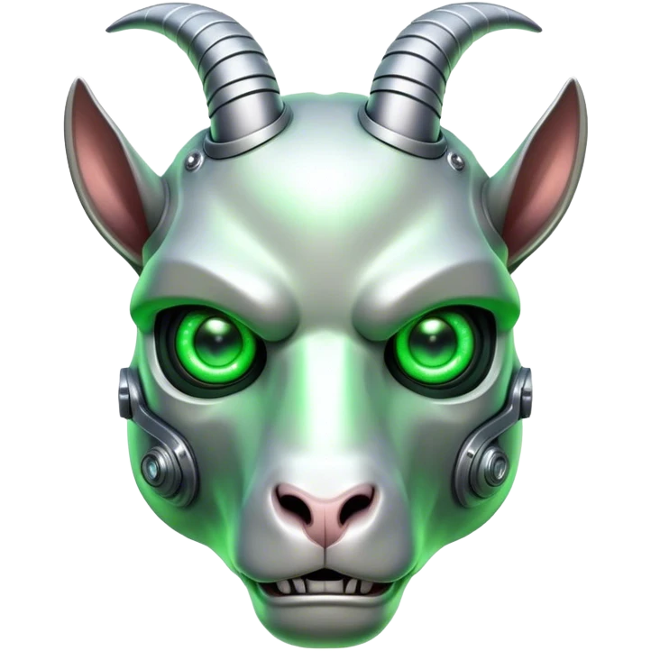 Terminator Goat head green glowing eyes emoji