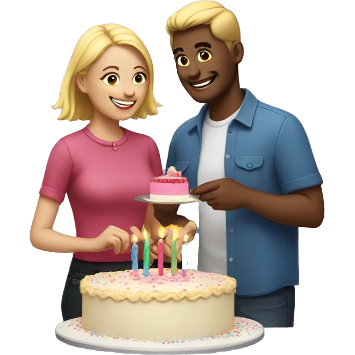 Couple cutting birthday cake  emoji