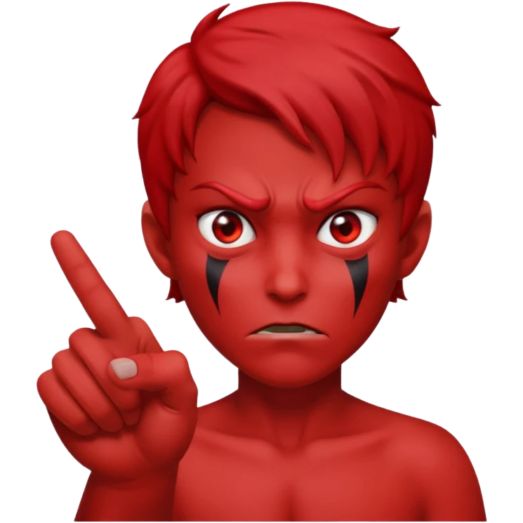 red evil pointing one fingure emoji