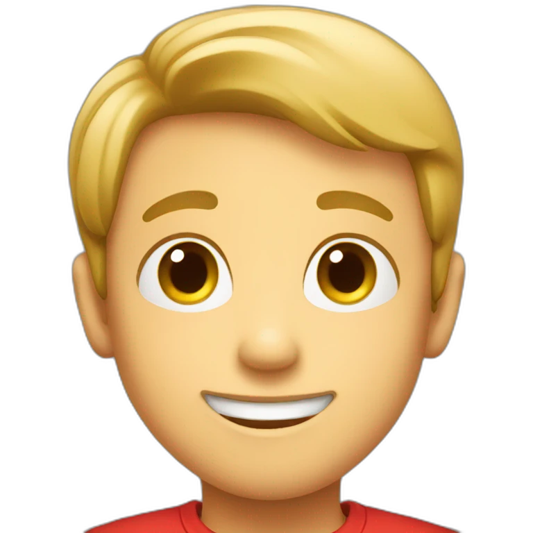 smiling boy with red shirt emoji