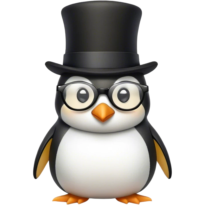 penguin with top hat and glasses emoji