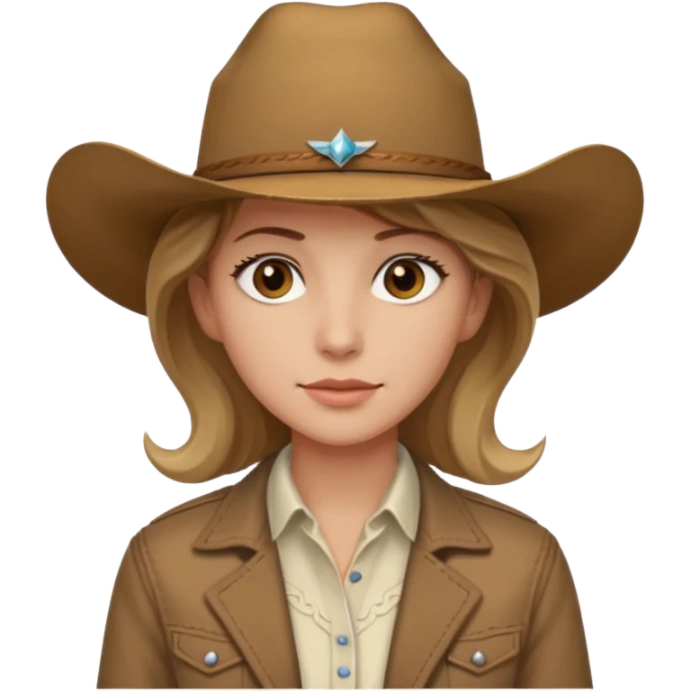 Ennis Del Mar from Brokeback Mountain with brown eyes, dark blonde hair, ivory shirt, brown jacket and cowboy hat emoji