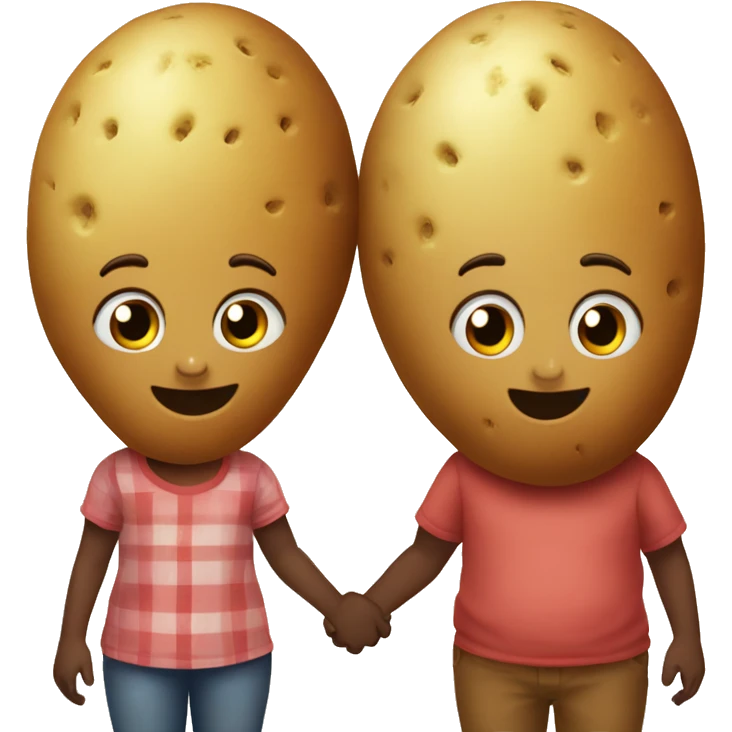 one girl potato and one boy potato holding hands emoji