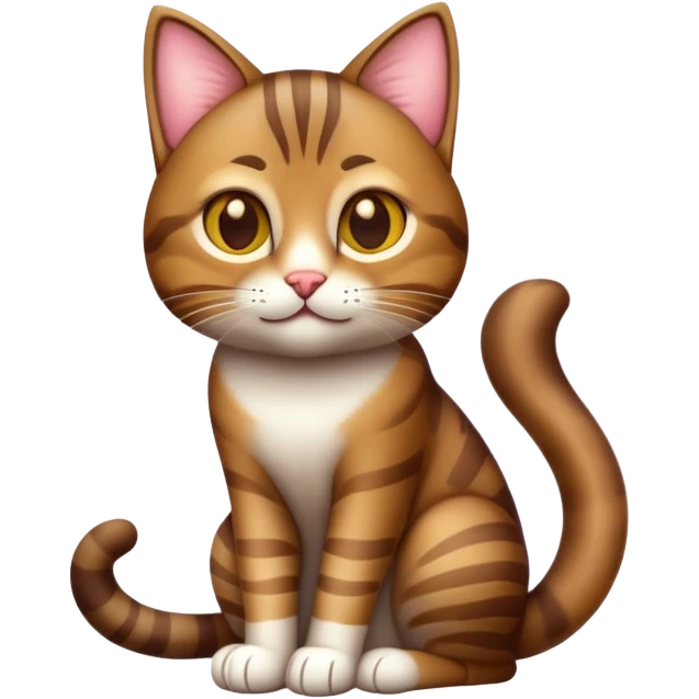 cinematic-[brown tabby cat]-realistic-full-body-sitting-emoji,-tail-curled-playfully-around-its-paws,-head-tilted-dramatically,-sleek-[tabby]-fur,-simplified-yet-hilariously-adorable-features,-highly-detailed,-glowing-with-an-almost-sarcastic-glow emoji