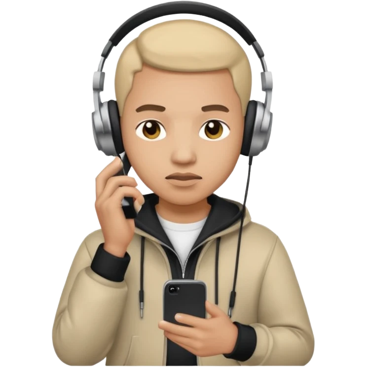 music artist with phone in his hand and being lil cautios emoji