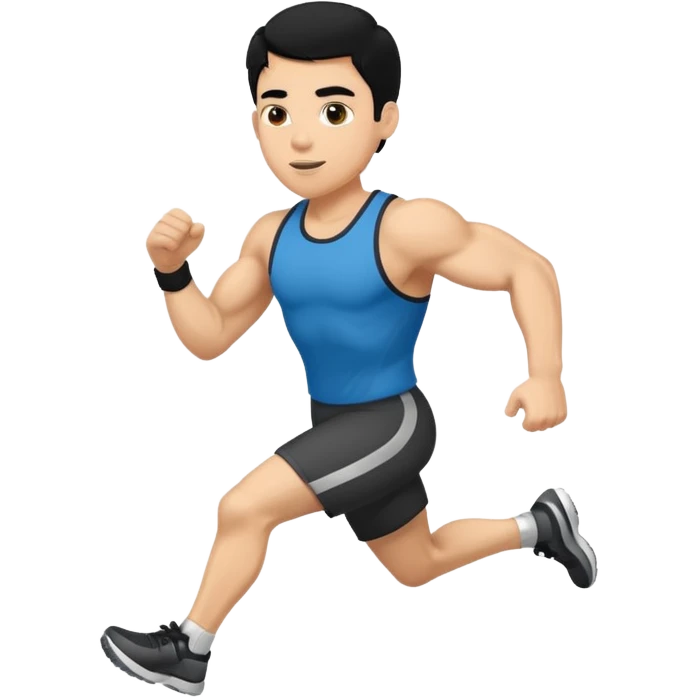 light skin man  black hair running emoji