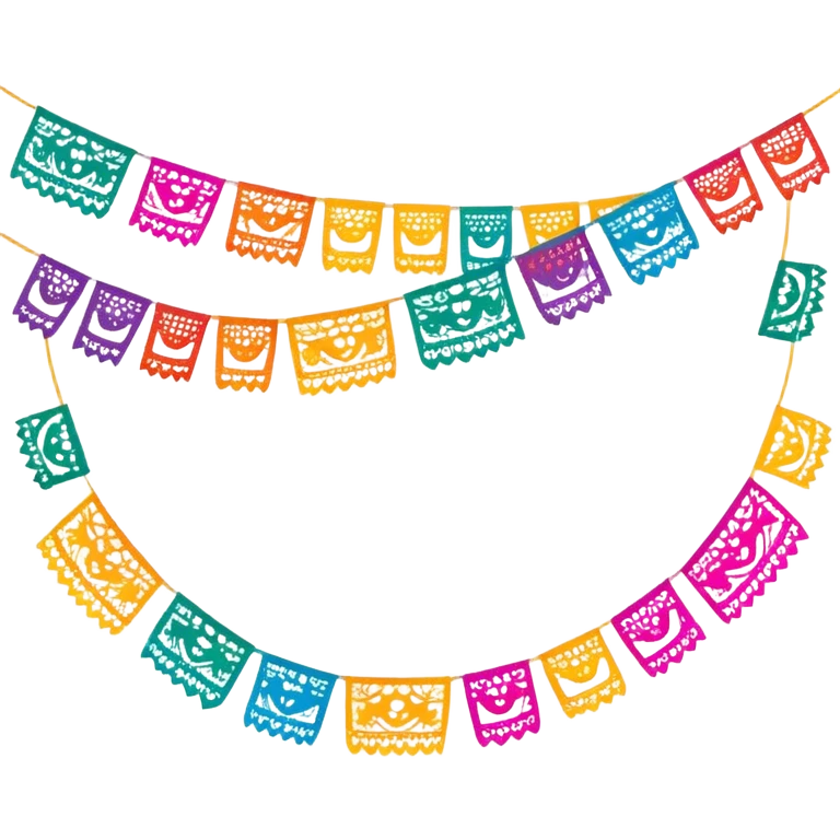 festive one garland of colorful mexican papel picado emoji